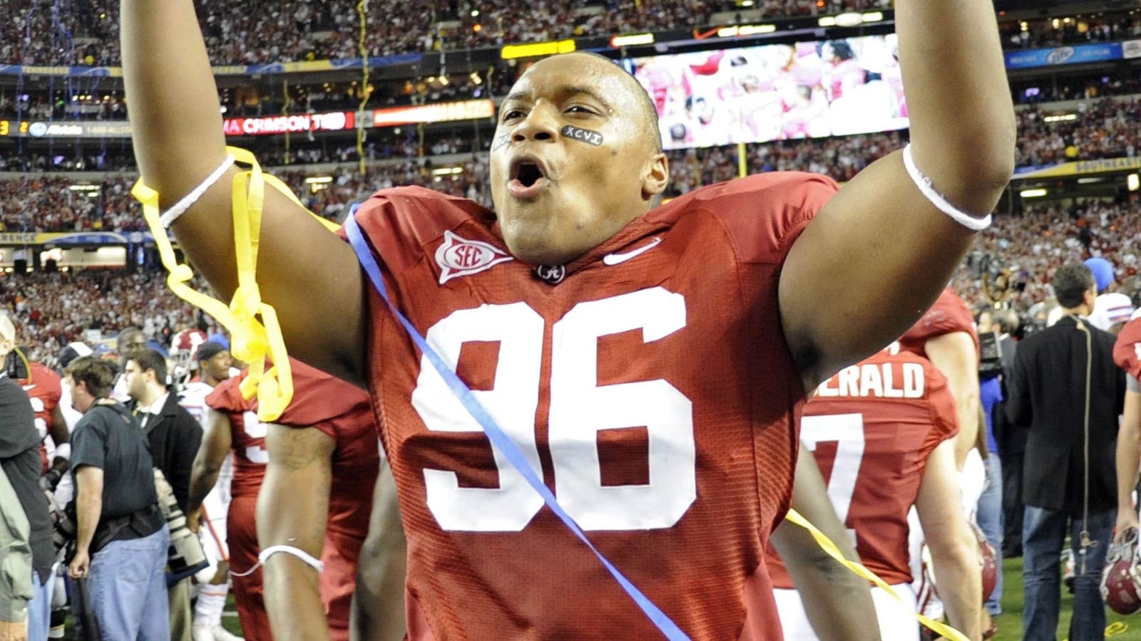 Luther Davis celebrating