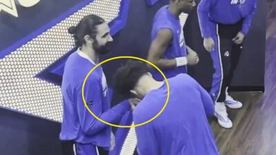 The Orlando Magic doing a pregame handshake