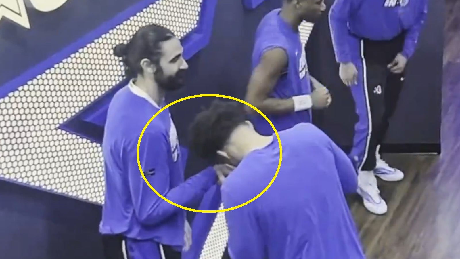 The Orlando Magic doing a pregame handshake