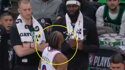 Tyrese Maxey taunting the Celtics