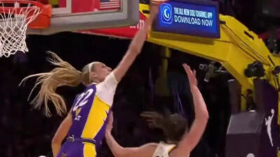 Cameron Brink blocks Caitlin Clark's shot