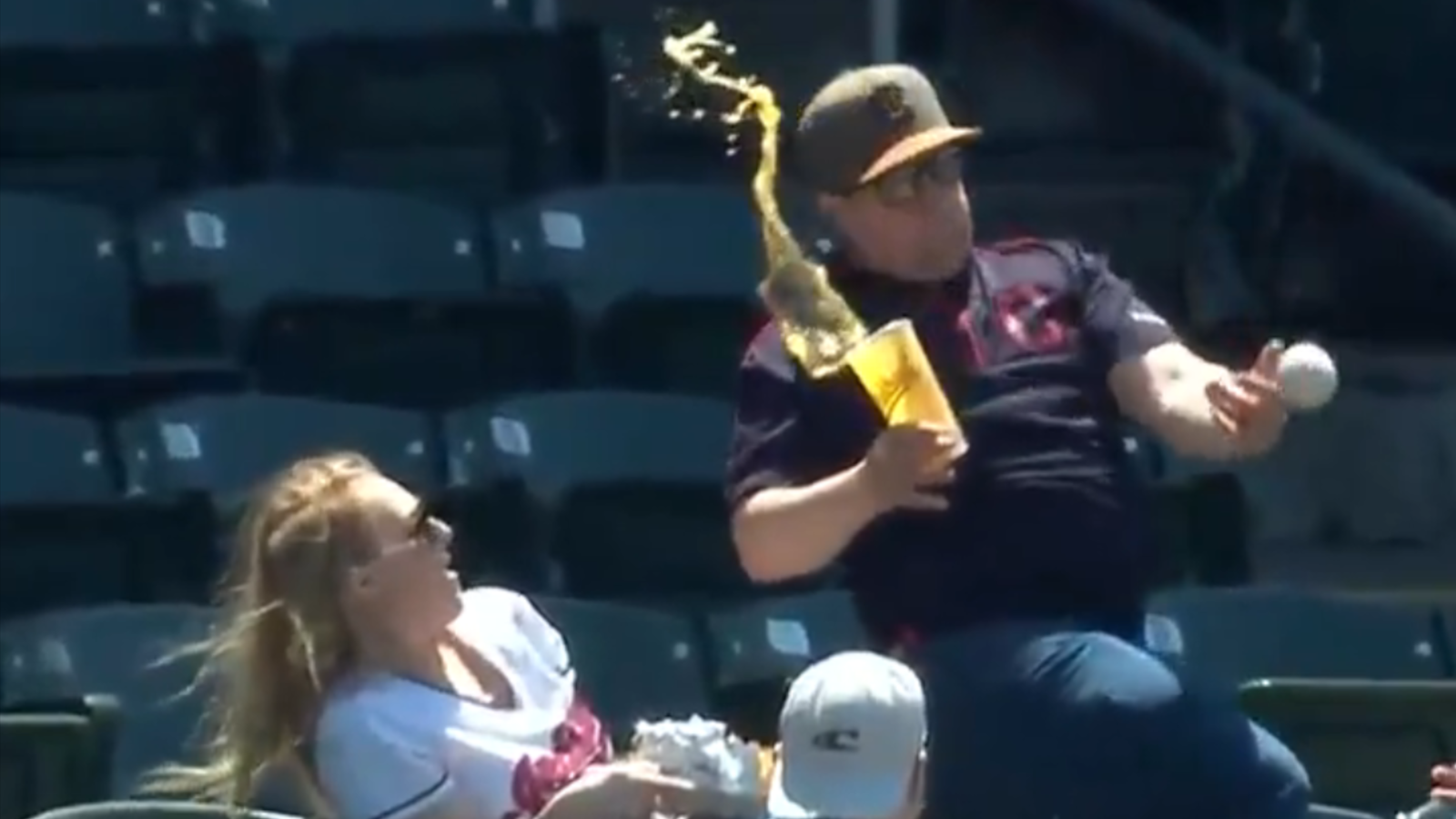 Guardians fan's foul ball fiasco ends in date's beer bath.