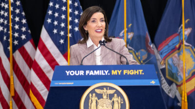 Kathy Hochul at a press conference.
