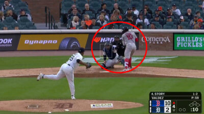 Trevor Story hit by pitch