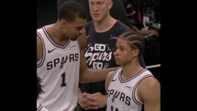 Carter Bryant looking like he's about to cry during Spurs-Thunder Game 4