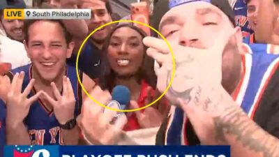 Cheyenne Corin surrounded by Knicks fans