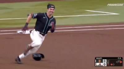 Diamondbacks star Corbin Carroll running the bases for a Little League home run against the Giants