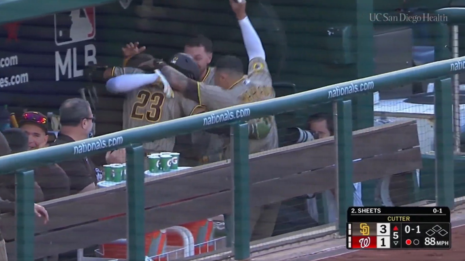 Fernando Tatis Jr. celebrating home run
