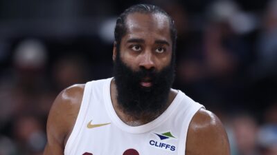 James Harden warming up