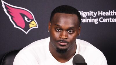 Jeremiyah Love at a Cardinals press conference