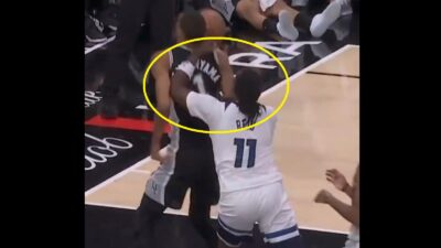 Naz Reid pushing Victor Wembanyama