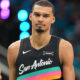Victor Wembanyama wearing the Spurs' "Fiesta" jersey