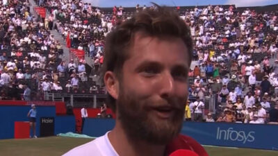 Corentin Moutet speaking during an interview