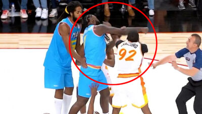 Lance Stephenson throwing a punch