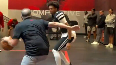 Matt Rhule playing basketball