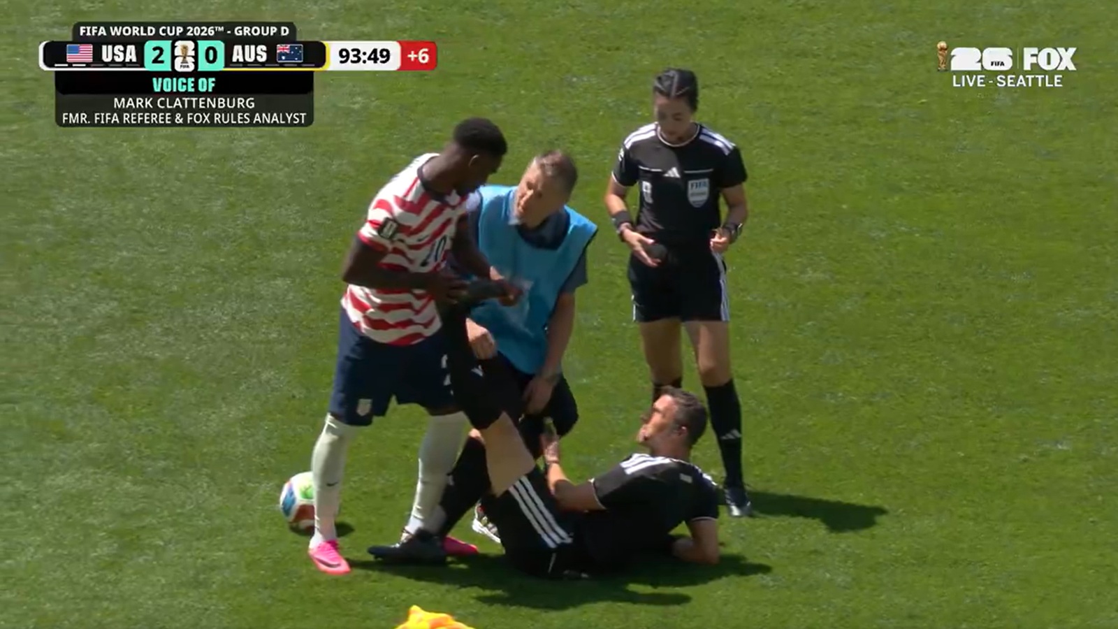 Cramping World Cup referee