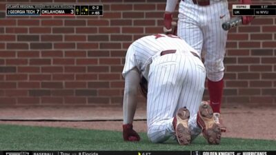 Dayton Tockey doubled over in pain