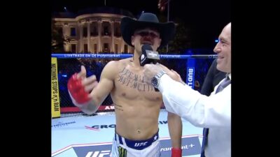 Diego Lopes being interviewed after his win at the UFC 250 Freedom event at the White House