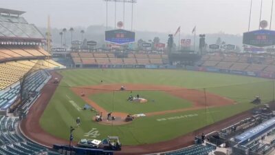 Dodger Stadium smoke