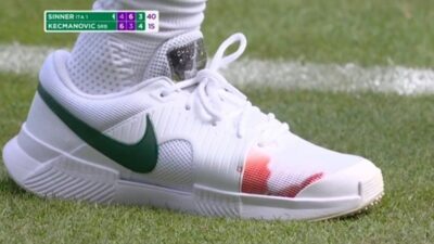 Jannik Sinner's bloody shoe