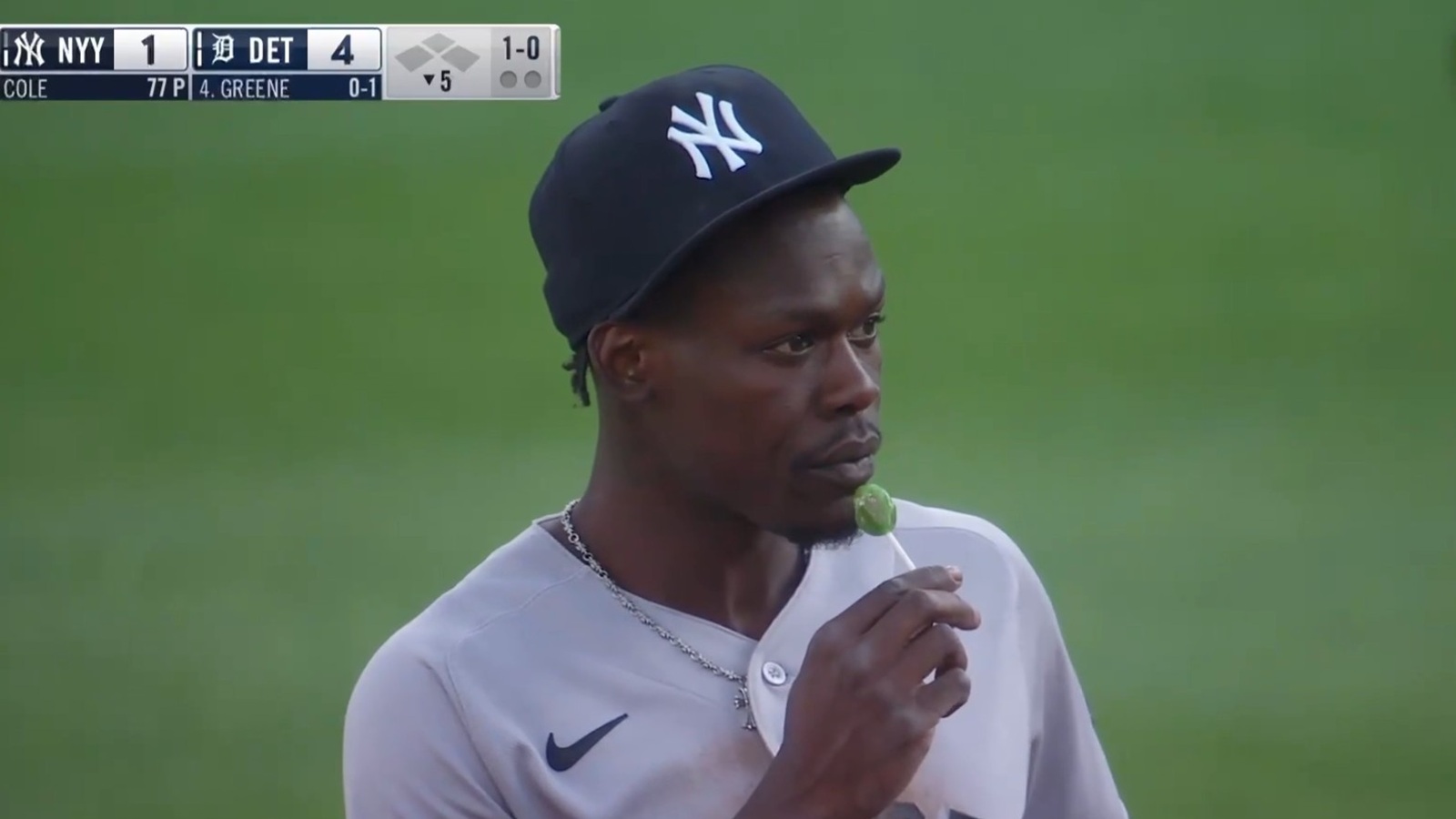 Jazz Chisholm with a lollipop