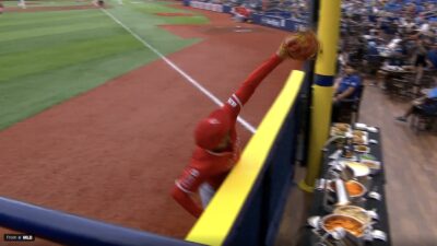 Angels outfielder Jose Siri robbing a Rays player of a grand slam