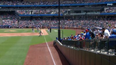 Mike Yastrzemski error off the pole