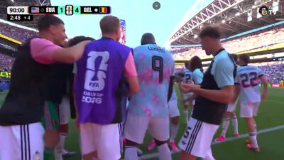 Belgium players dancing