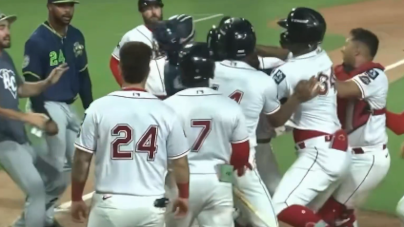 Red Sox prospect Justin Gonzales slaps an opponent.