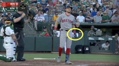 Red Sox hitter Curtis Mead in pain after a pitch hit his left wrist to cause injury