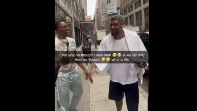 Dwight Howard running into Andrew Bynum in New York City