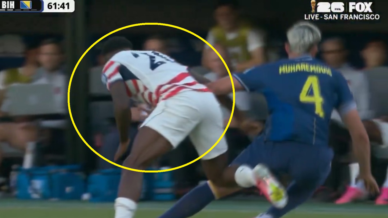 Folarin Balogun tackling an opponent