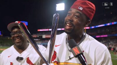 Cardinals star Jordan Walker being interviewed after winning the home run derby
