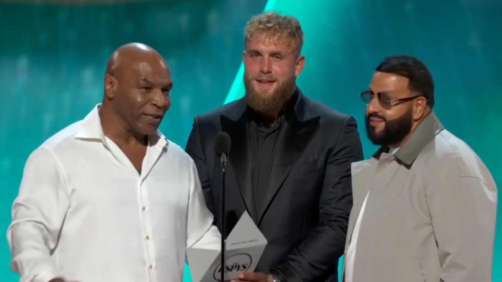Mike Tyson on stage at the ESPYs