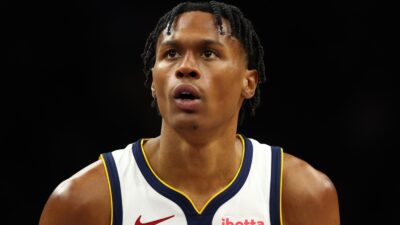 Peyton Watson in his Nuggets uniform