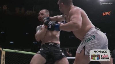 Robert Whittaker breaking Nikita Krylov's jaw in UFC 329