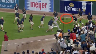 A squirrel invades the field during Orioles-Tigers game
