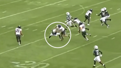 Chicago State player leveled on opening kickoff.