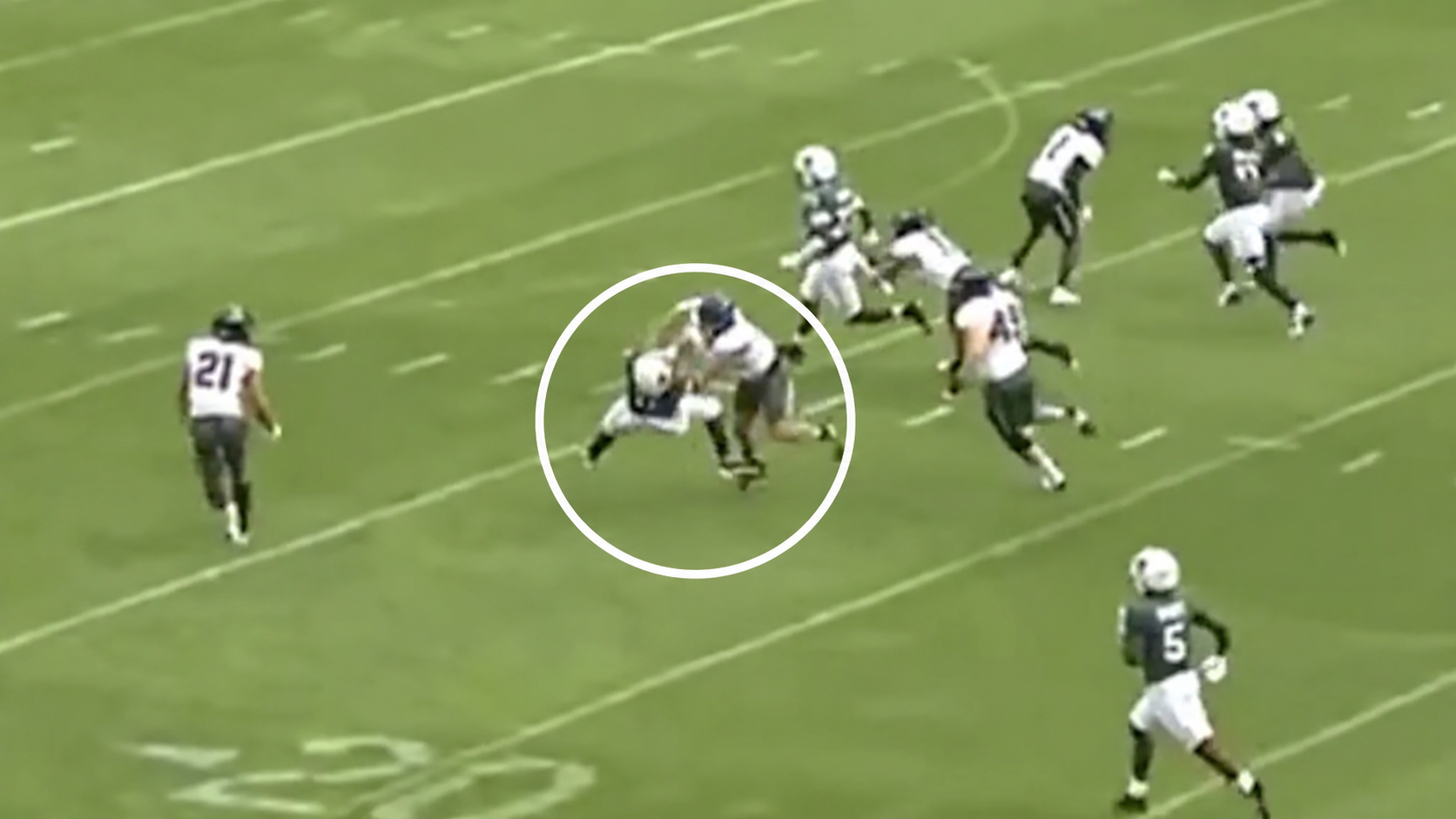 Chicago State player leveled on opening kickoff.