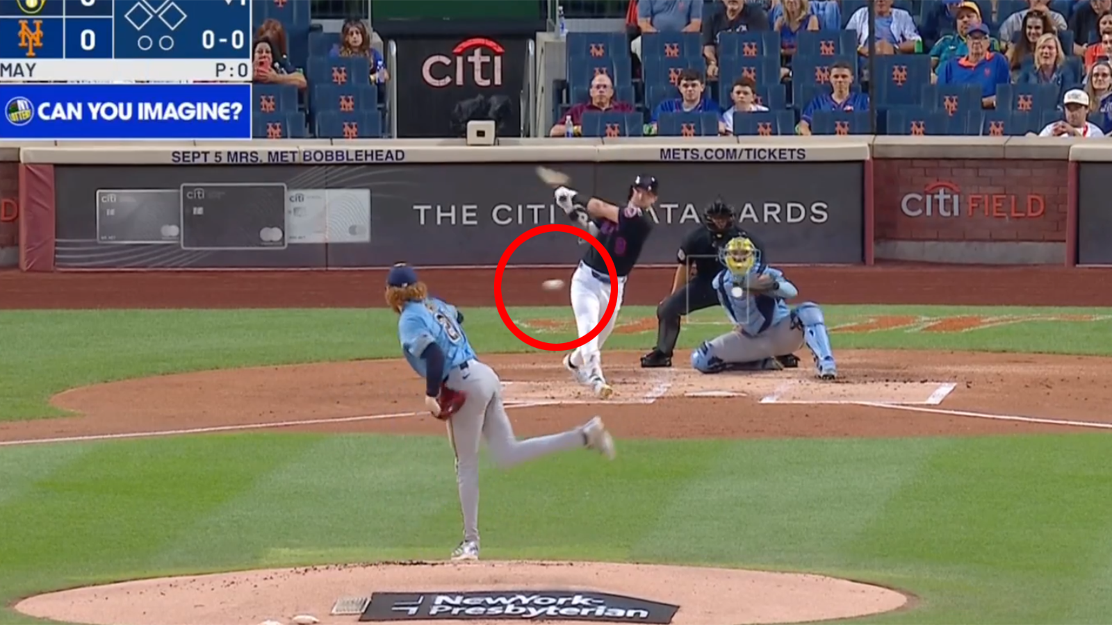 Dustin May hit by a line drive