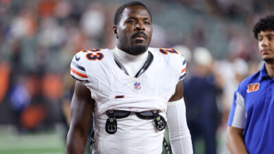 Chicago Bears safety Xavier Woods walks off the field.