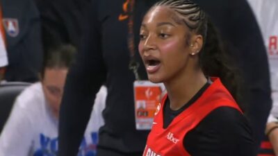 Angel Reese yelling at an opponent