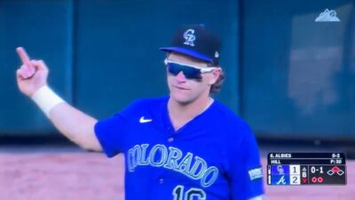 Cole Carrigg flipping off Braves fans