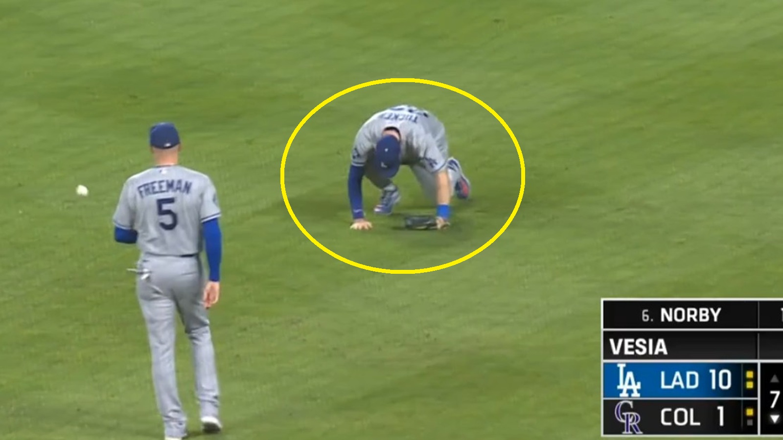 Kyle Tucker making an error in right field