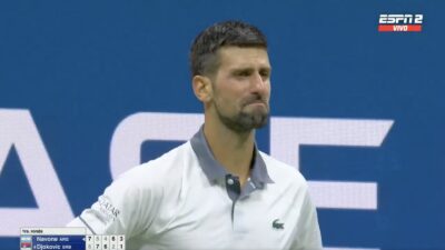 Novak Djokovic in tears at the 2026 US Open