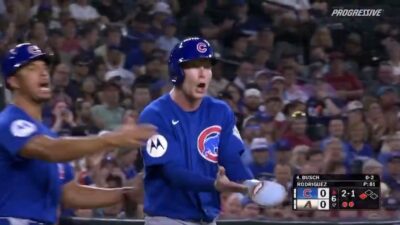 Pete Crow-Armstrong confronting umpires during Cubs-Diamondbacks game