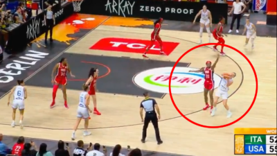 Cecilia Zandalasini flops against Team USA