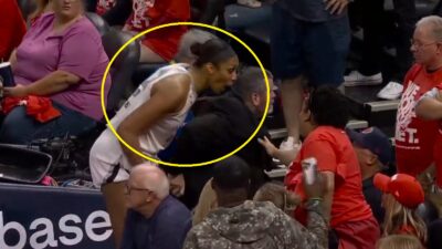 A'ja Wilson confronting a fan