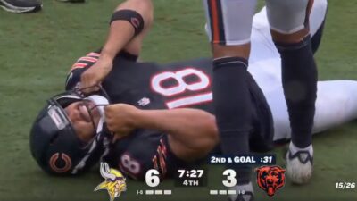 Caleb Williams down in pain