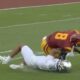 Oregon QB Dante Moore getting hit and suffering an injury against